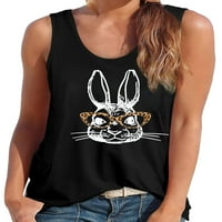 Woobring Dame Vest Rabbit Print T majice Modni tenkovi za žene Boho Holiday Tee Grass Green 3xl