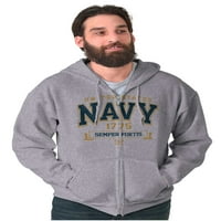 Sjedinjene Države Mornarice Semper Fortis Zip Up Hoodie Muške ženske brine za žene L