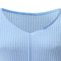 Niuer Dame majica V izrez TEE dugih rukava Majica obične tuničke bluze pulover pulone pulover plave