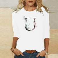Jyeity Womenske košulje ispod 10 dolara, rukav okrugli vrat Ispiši labave majice za žene bijele veličine