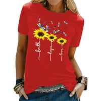 Majice uhdy plus size za žene kratki rukav na vrhu bluze za okrugle vrata cvjetne tiskane majice