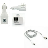 MicroUSB 6FT USB kabl W 2-port USB auto punjač Q1W za ZTE Maven, prestige, rapido, brzina, paragon,