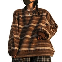 Cathery Women Y2K labavi prugasti pulover Duks Ležeran sa dugim rukavima Crewneck DugeasterShirt Vintage