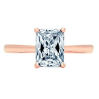 2. CT Sjajni smaragdni rez Clear Simulirani dijamant 18k Rose Gold Solitaire prsten SZ 5.5