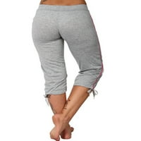 Niveer žene Capris Crofstring Capri hlače Čvrsto boje Yoga Pant Slim Fit dno elastične pantalone elastične struke Grey XL