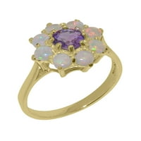 Britanci napravili 18k žuto zlatni prsten sa prirodnim ametistom i Opal Womens Ring - veličine opcija