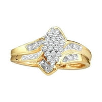 14k žuto zlato okrugli dijamant ovalni klaster prsten CTTW