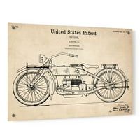 Epic Art 'Vintage motocikl Patent nacrtač' Akrilni stakleni zid Art, 24 x36