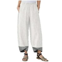 Žene Ležerne prilike pamučne lanene patchwork neregularne labave pantalone hlače Dressy Cosy Elastict