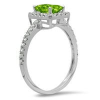 1,96ct smaragdni rez zeleni prirodni peridot 18k bijelo zlato Angažovanje halo prstena veličine 10.25