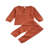 Ehfomius Toddler Baby Boys Girls Outfit Set Solid Boja dugih rukava okrugla zvezna dukserica + hlače