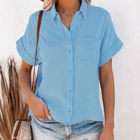 Ženska posteljina mješavina majice s džepom prsa sa džepom kratkih rukava COLLARIO COLLSOS-ove plažne