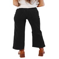 Yskkt ženske retro zaluđene hlače visokog gumba struk široke noge casual labave pantalone s-2xl