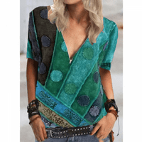 Ženska modna majica Šifon majica sa zipper dizajnom V izrez Women Plus size blube majica sa zatvaračem