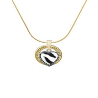 Delight nakit silvertni emajverze Zebra Ispis Srce Gold-tonska klasa zvona, 18