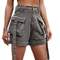 Booker Ženske američke traper teretne hlače Casual džepne kratke hlače Elastični struk