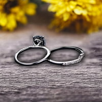 Carat okrugli rez plavi akvamarin zaručni prsten na 10k bijelo zlato s vjenčanim bendom, obećajući prsten, obljetni prsten