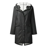 Ženski kaput casual jesen zimski kapuljač džepovi topli kaput crni m