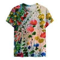 Grafičke majice za čišćenje, ženski trendy Tye die ljetni elegantni cvjetni print okrugli vrat labav