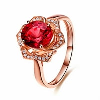 Dame Fashion Red Rose Circon prsten za Valentinovo, prsten za prsten za dan
