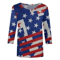 Amidoa Ženski rukav ljetni vrhovi Patriotske smiješne majice Američka zastava bluza od 4. jula odijela