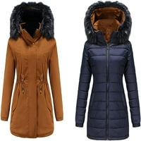 Ženska topla zima dvostrani kaput debeli modni modni fit puffer quild jakna parkas s uklonjivim FAU