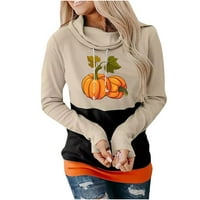 Ženska kasuta za patchwork Casures Halloween tiskani s kapuljačom s dugim rukavima na vrhu pukotina