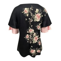 USMIXI Ženski vrhovi Dressy Case Casual s kratkih rukava V-izrez cvjetni ispis Ljetne košulje Ruffle