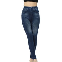 Žene udobnosti zagrijavajuće pantalone Demin Boho ljetne hlače za plažu Visoki struk Tanke gamaše Jeans