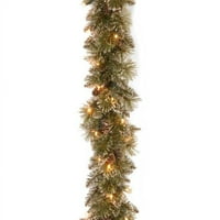 Glittery Bristle Pine Garland s mekim bijelim LED svjetlima