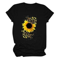 Ženske suncokretove košulje za slatku maslačku grafiku Thirt Ljetni kratki rukav TEE TOPS T majice
