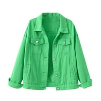 Traper jakne za žensku bazični gumb s dugim rukavima niz kratku odjeću u boji s džepovima u prsima