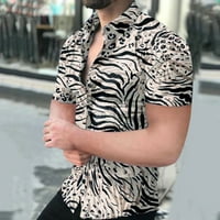 B91XZ MENS Workout Majica Muška proljetna i ljetna modna košulja Štampani casual rever gumb Kratka rukava
