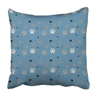 Plave životinjske šape i srčani tragovi mačke uzorak Futeprint crna boja kontura slatka jastučna