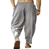 Groanlook muškarci pantalone u boji učvršćene hlače u obliku kamenca u boji elastični struk muški lagani kuk za slobodno vrijeme Srednja struka Muške sive 2xL