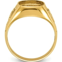 10k žuto zlato muške polirane i teksturirane masonske prstenove prstena - JBSP