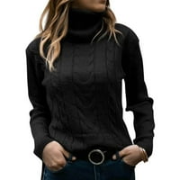Ženski džemperi Dressingy Casual duge rukave s dugim rukavima Black XL