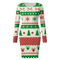 Mrigtriles ženska jesenski zimski božićni džemper s dugim rukavima haljina s dugim rukavima