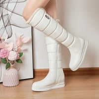 Ženske cipele sa koljena-čizme-Chunky pete za žene patentne cipele sa božićnim kožom uzročno zimske