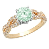 1.36ct okrugli rez zeleni simulirani dijamant 18k žuti bijeli zlatni gravirajući izjavu bridalne godišnjice