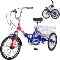 Sklopivi tricikl na tricikl 7-brzina, tri kruga za tri kotača sa teretnim košarom, sklopivi tricikl