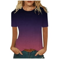 Ženski vrhovi ženski posadni vrat kratkih rukava grafički otisci dame bluze ljetne majice za žene ljubičaste