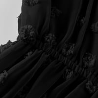 Ženska modna struka vukova V-izrez VELIKA HIFFON DRESS DUGO BLUGE, Crna