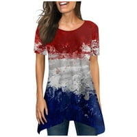 Yyeselk 4. srpnja Ženske košulje Ležerne prilike kratkih rukava Ugodne bluze Trendi Američka zastava