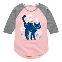 Instant poruka - mačka i cvijeće - majica malih i mladića i djevojčica Raglan grafička majica