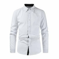 Muški klasični bluze s dugim rukavima tanko rušenje s pune boje Slim Fit košulje Formalni uredski poslovni
