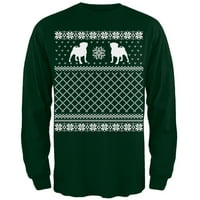 Pug ružnog božićnog džemper zelena odrasla majica dugih rukava - srednja
