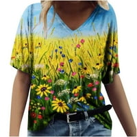 Majice za ženske V-izreze od tiskanih pulovernih pulover Ženske bluze Clearence Mali ispod $ Yellow