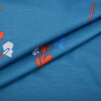 Izlasci izlaska za žene Modna žena kauzalna bluza za ispis V-izreza kratka rukava majica ljetne vrhove majice za žene, plavo, xl