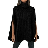 PIMFYLM Ženski pulover džemperi usegnuti pulover džemperi za žene lagane crne XL